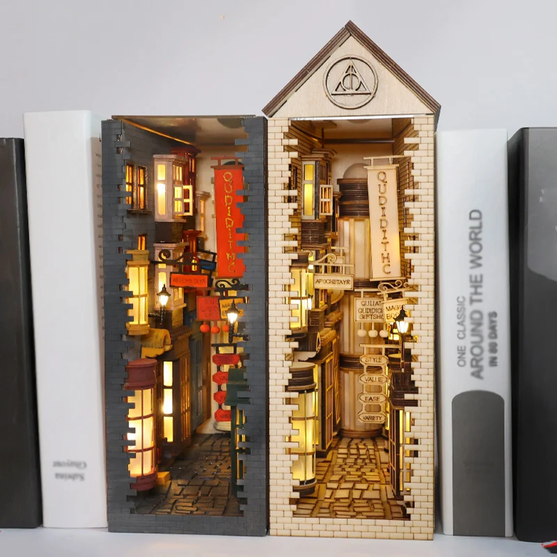 DIYBookNookDiagonAlleyCastleBuildingWoodenBookendBookshelf