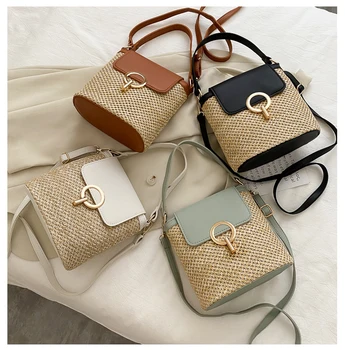 

2020 Luxury Designer Beach Bag,Pu Shoulder Bags,Women Shopping Bag,Travel Palm Basket,Bohemia Handbag