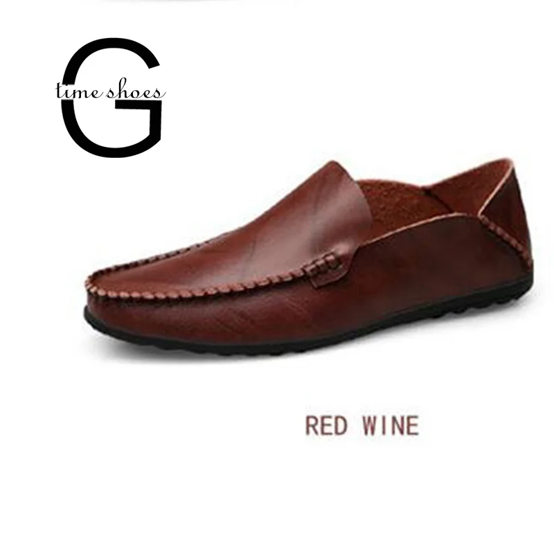 Dropshipping New Genuine Leather Men Shoes Men's Flats Design Style Shoes Men Fashion Soft Moccasins Casual Shoes SXYZ1056 - Цвет: Red Brown