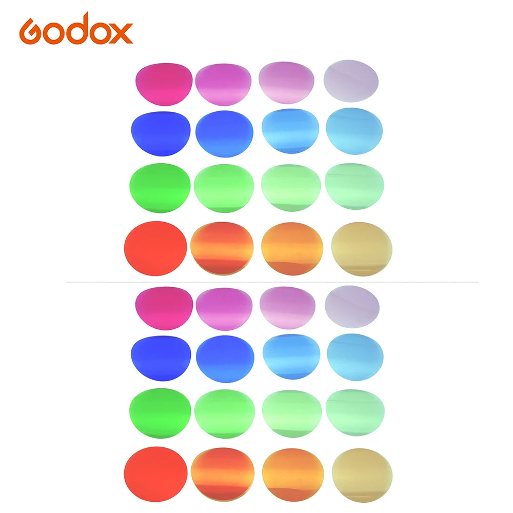 

Godox V-11T color filter kit Color Gels Filters 16 Different Colors * 2 for Godox V1 Series Camera Round Head Flashes