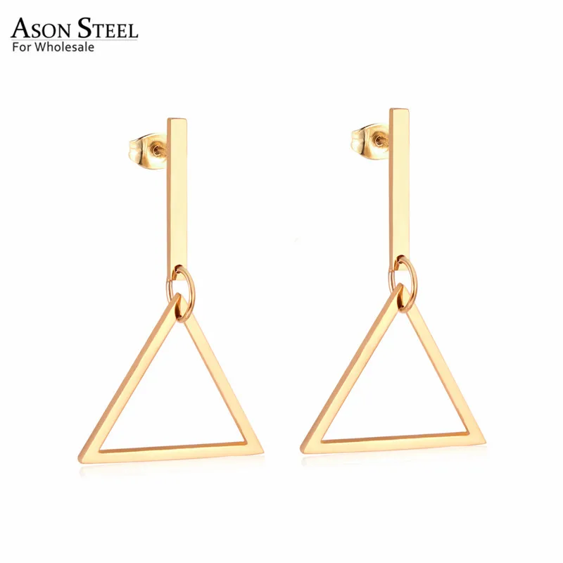 

ASONSTEEL 316L Stainless Steel Drop Earring Statement Korean Style Triangle Cross Square Geometric Dangle Earring for Girl Party