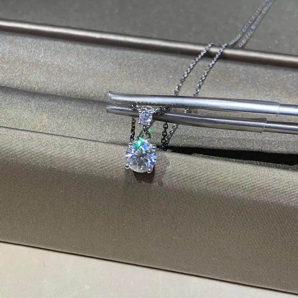 Kkmall магазин круглые серебряные Moissanite Подвески 1.00ct D VVS Роскошные Moissanite Weding подвески для женщин