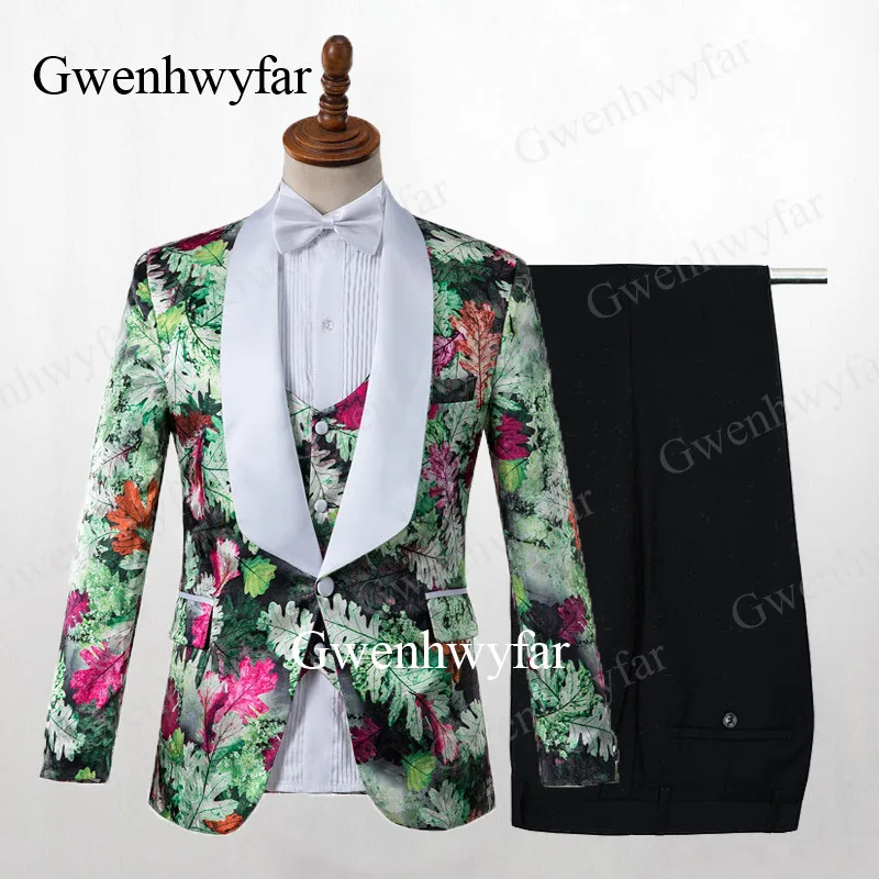 color 3 Gwenhwyfar, мужские смокинги, на заказ, трещины, камень, жаккардовые костюмы, пиковая куртка с лацканами, бархатный жилет, черные штаны, облегающие смокинги для свадьбы - Цвет: color 3