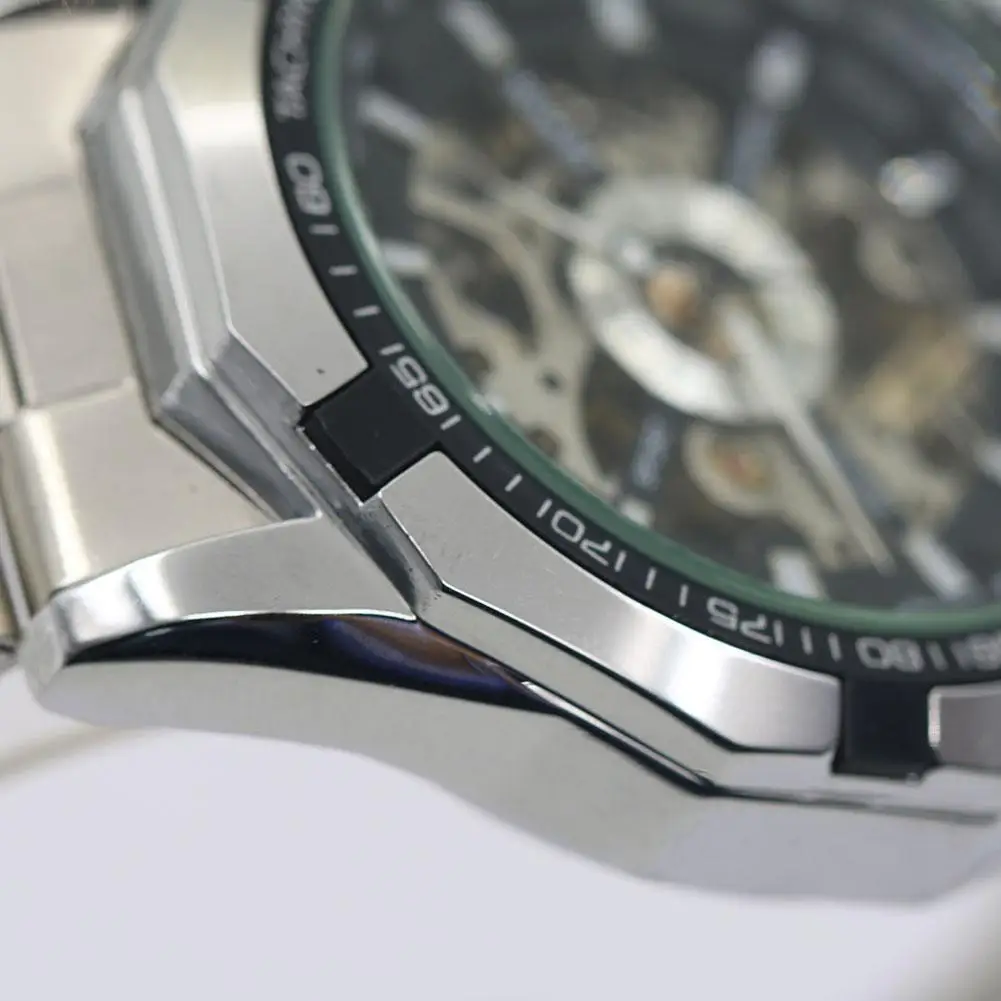 Men's Hollow Skeleton Dial Automatic Mechanical Stainless Steel Band Wrist Watch men automatic watches