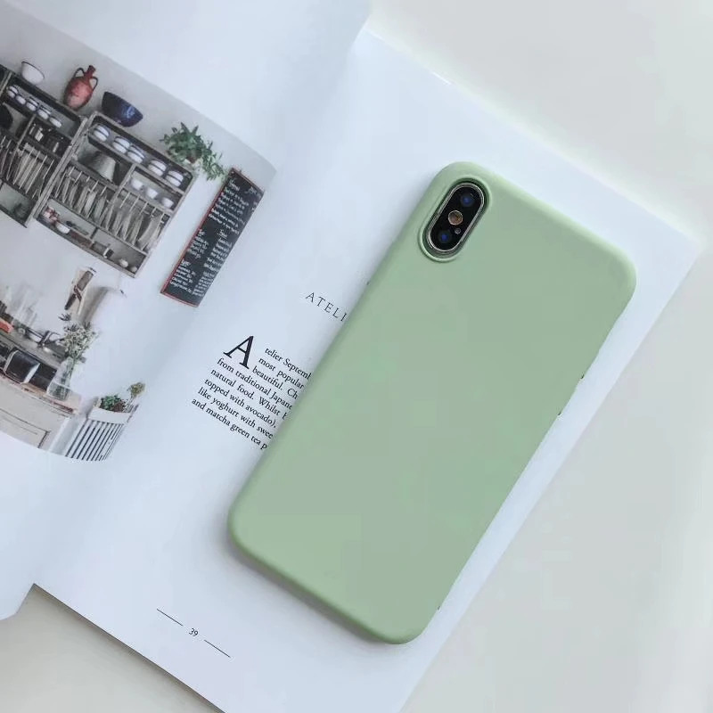 Mint-Green Официальный жидкий силиконовый чехол для iphone XR 6 6s 7 8 Plus Fundas для Apple xs максимальный чехол простой сплошной цвет - Цвет: Mint-Green