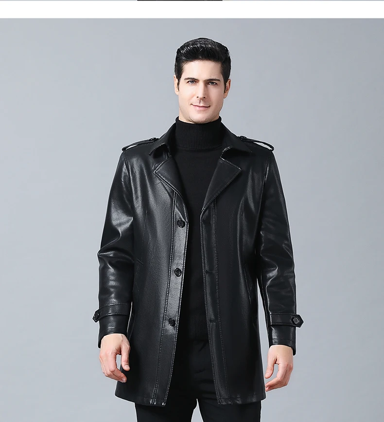 8XL 6XL 5X осенне-зимняя кожаная одежда из натуральной кожи модные мужские средние стильные тонкие ветрозащитные пальто ежедневный пиджак мужские топы lederen