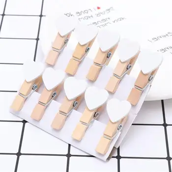 

50Pcs Mini Heart Clothespin Wooden Clips Photo Craft Clips for Hanging Photos Painting Artwork (White)