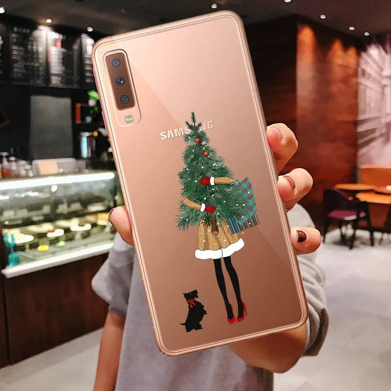 TPU Праздник чехол для samsung Galaxy A10 A30 A50 A70 A80 A7 A750 A6 A8 плюс A9 новогоднее; рождественское Санта Клаус крышка - Color: TPU