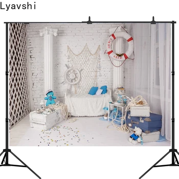 

Lyavshi Nautical Theme Photography Backdrop Birthday Party Baby shower Child Portrait Photo Backgrounds Vinyl Photocall Studio