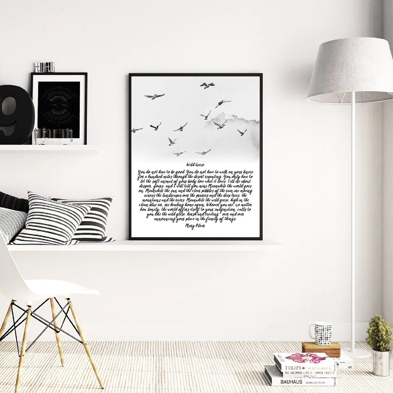 Mary Oliver Poem Wild Geese Wall Art Print
