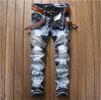 

European American Style Skinny casual Jeans Men Stretch Slim Denim Jeans Mens Casual Cotton Washed Designer blue Pockets Jeans