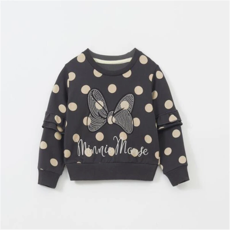 Autumn Winter Disney Minnie Mouse Girls Clothes Baby Kids Cartoon Sweater Pullover Fashion Children