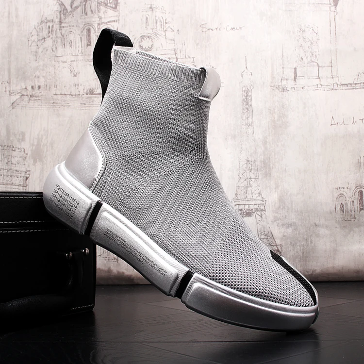 men Vulcanized Boots Tape Sneaker Spring Autumn Knitting Breathable Shoe Chunky Platform Sneakers men