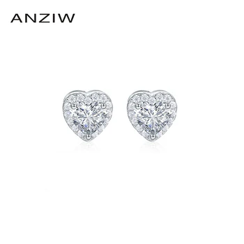 

Fashion 925 Sterling Silver Heart Cut CZ Stud Earrings Silver Stud Earring Women Wedding Party Jewery Gift