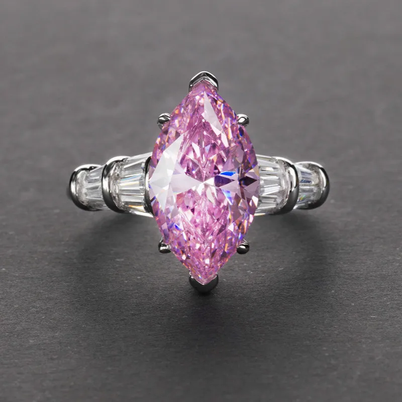 S925 Sterling Silver Ring 6 Karat Simple Marquise 8*14 Sapphire Gemstone Ring Wedding Engagement Ring S925 Sterling Silver Ring 6 Karat Simple Marquise 8*14 Sapphire Gemstone Ring Wedding Engagement Ring