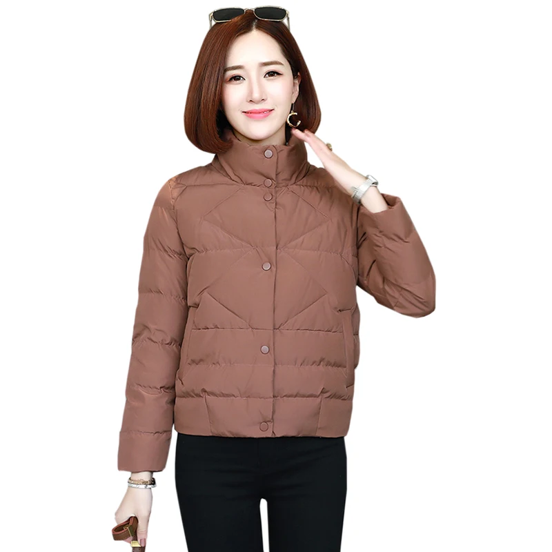 

2019 Autumn And Winter Short Jacket Women Casual Thicken Cotton Coats Female Solid color Parka Coats Womens