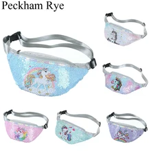 Женская двусторонняя сумка с единорогом и русалочкой, блестящая сумка на талию, женская сумка для путешествий, денег, телефона, Фанни, сумка на плечо, сумка на талию, сумка