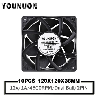 

10PCS 120mm 12cm 12038 Fan 12V 4500RPM 1A Fan DC Brushless Cooling Fan 120x120x38mm 2PIN PC Computer Case Cooler