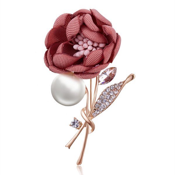 Charm Lady Cloth Art Pearl Fabric Flower Brooch Pin Women Cardigan Shirt Shawl Coat Lapel Pin Jewelry Accessories Gifts