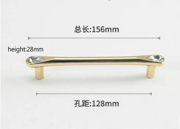 128mm Роскошные хрустальные дверные ручки для шкафа, европейские ручки для кухонного шкафа и ручки из цинкового сплава, стразы, золотая ручка 96 мм - Цвет: 128mm