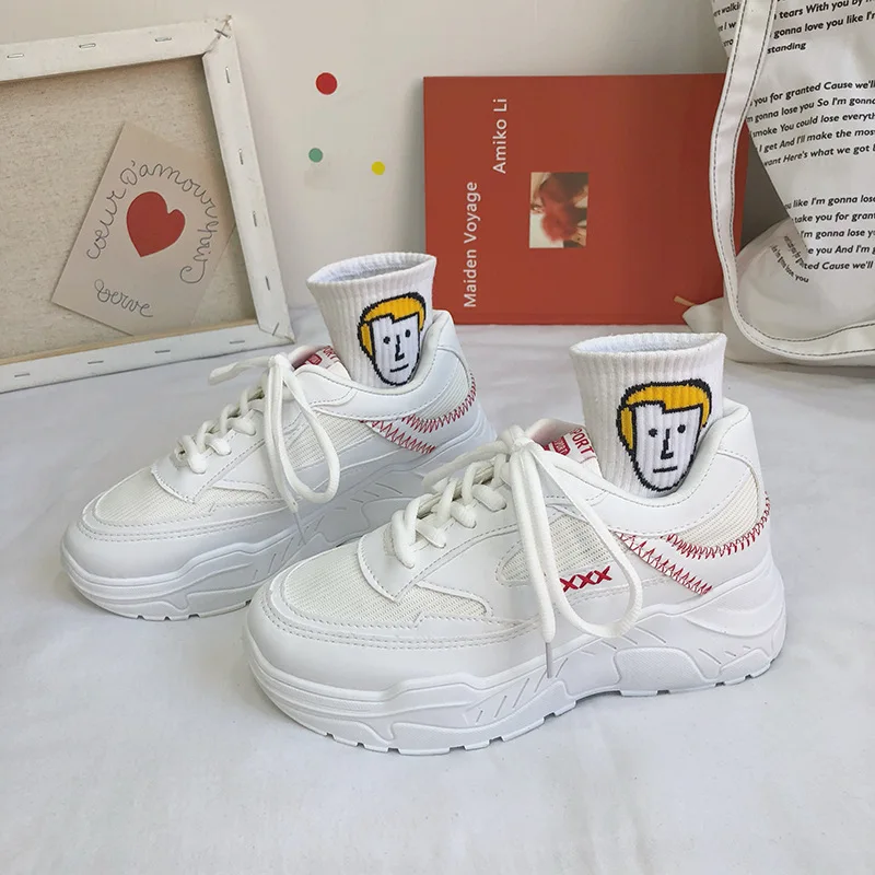 

INS Sneakers Women 2019 Fashion Breathable Ladies White Platform Casual Shoes Wild Ulzzang Harajuku High Quality Leisure Shoes