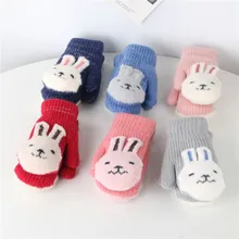 Зимние вязаные перчатки с ремешком для малышей для девочек и мальчиков; теплые варежки в стиле пэчворк с героями мультфильмов; зимние детские перчатки; rekawiczki dzieciece