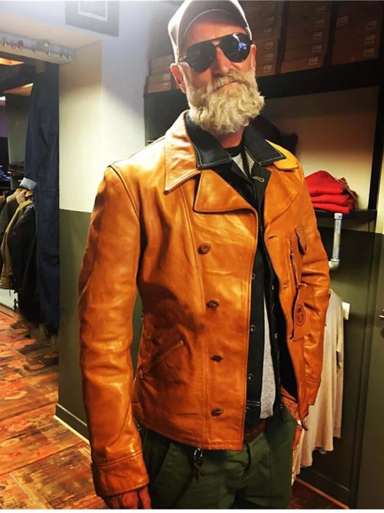 Vintage 2023 New Arrival Men Top Quality Genuine Leather Real Horse Skin Horsehide Coat Motor Cowboy Jacket Male XXXXL 3XL 4XL
