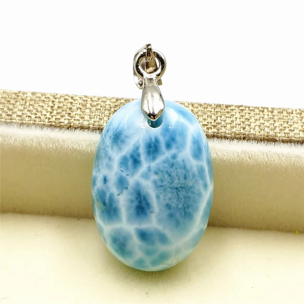Genuine Natural Blue Larimar Necklace Pendant Gemstone For Women Men 20x14x7mm Water Pattern Lucky Love Gift Pendant AAAAA