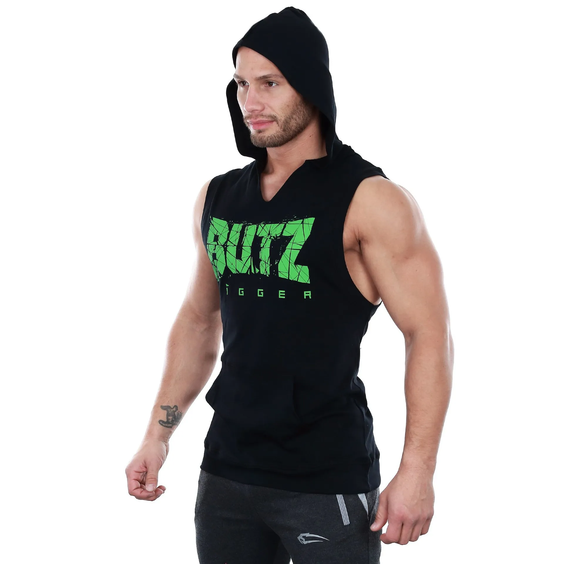 Muscle Dr. Brother летний мужской тренировочный беговой фитнес-спортивный жилет без рукавов с капюшоном