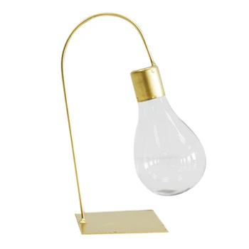 

Modern Gold Bulb Shape Vase Creative Hydroponic Plant Transparent Vase Glass Tabletop Plant Terrarium Vaso For Home Wedding Vase