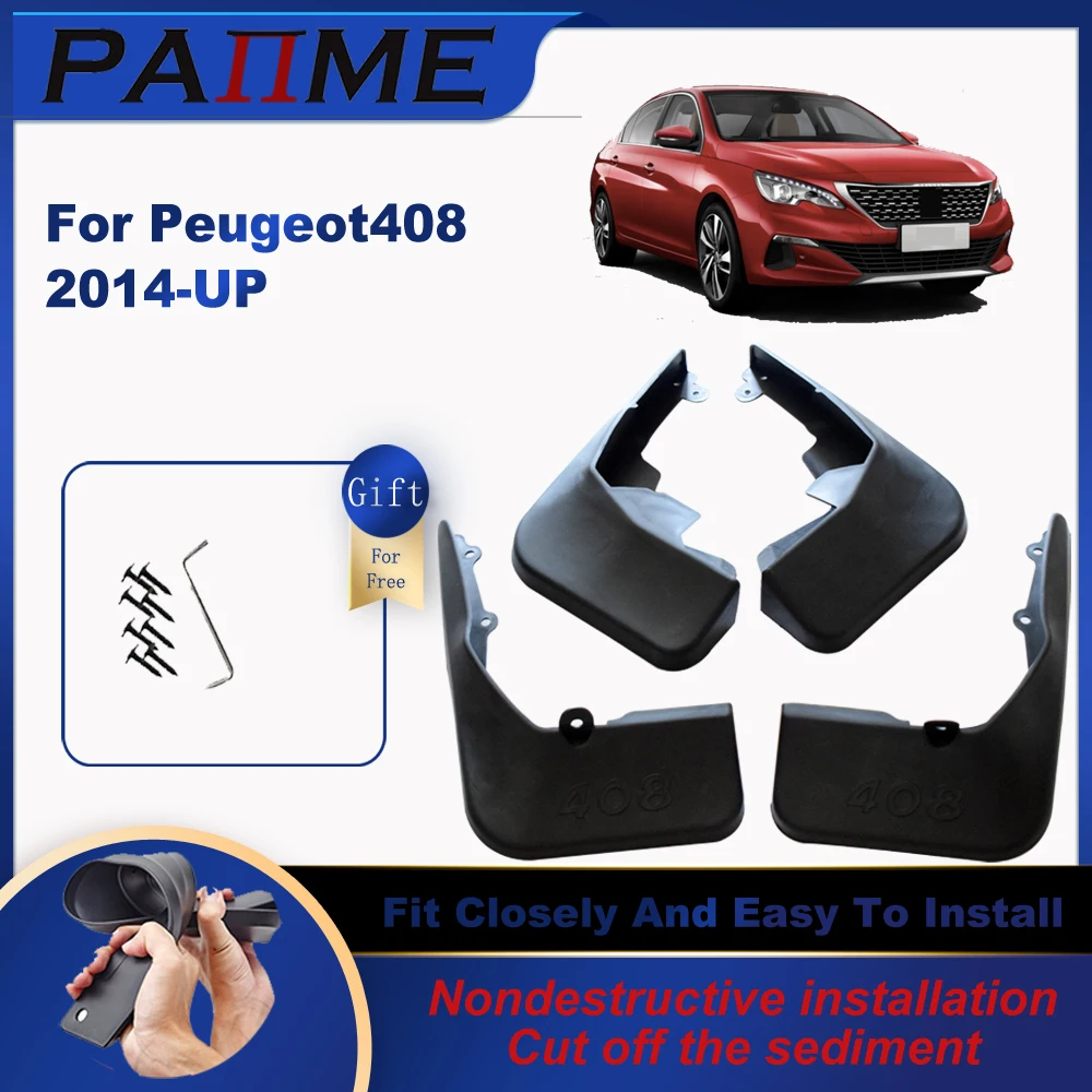 

Автомобильные Брызговики для Peguot 408 2014-2021 4 шт./компл., литая защита от брызг, передняя и задняя щитки от грязи, крыло брызговиков YC101116