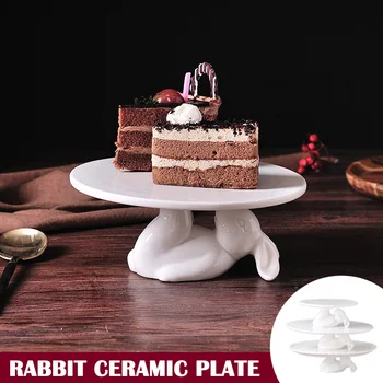 

Rabbit Ceramic Tableware Afternoon Tea Snack Plate Cake Tableware Home Kitchen Utensils Birthday Christmas Storage Tray Hogard