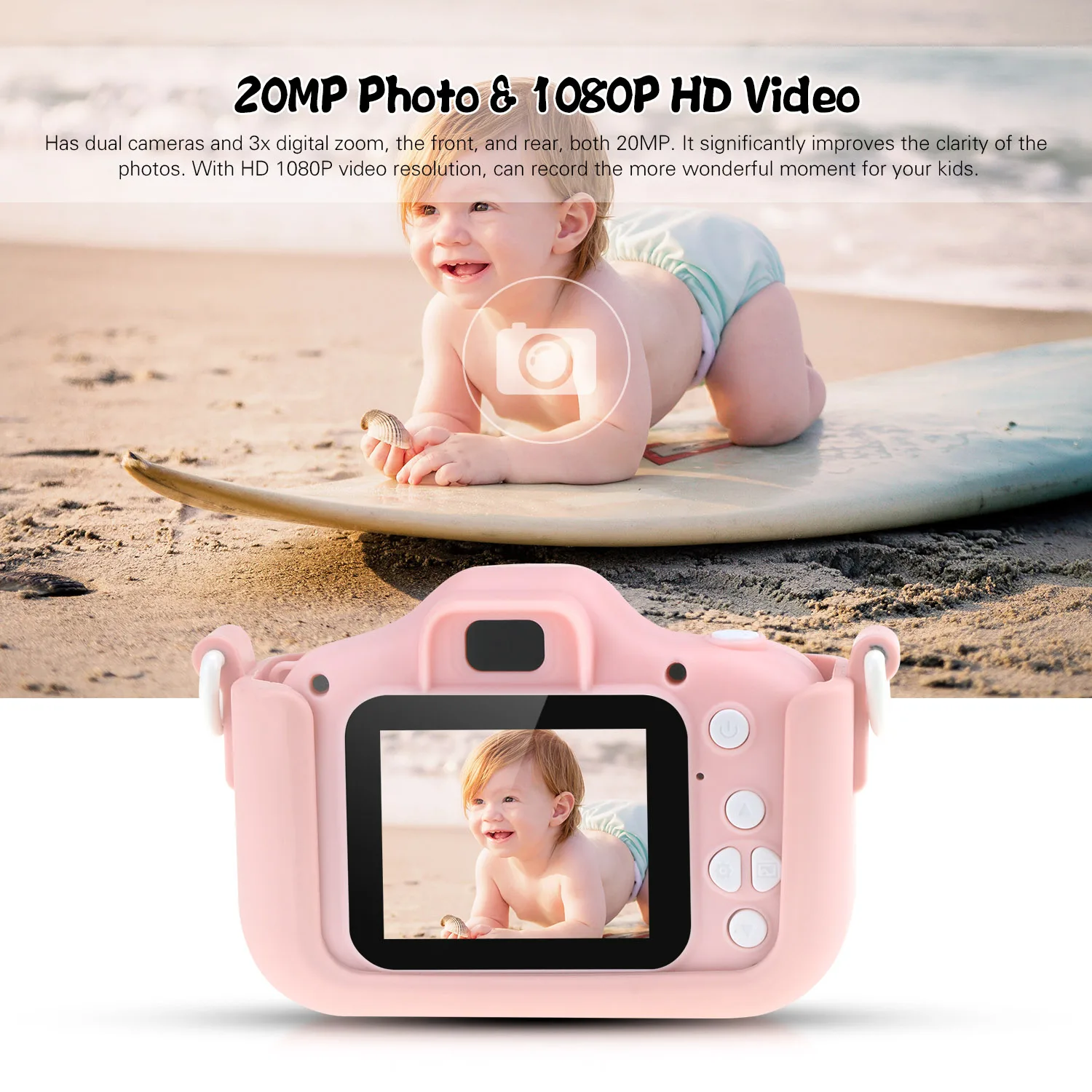 20MP 1080P HD Детская цифровая камера мини видеокамера 2,0 дюймов ips экран с двойной камерой s игры 32 Гб карта памяти для детей