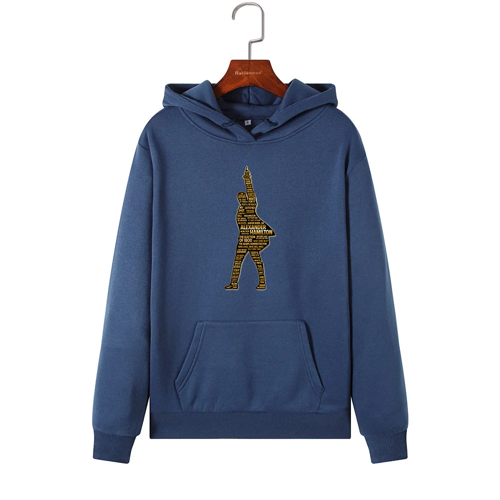 SINGRAIN Sweatshirts Women Long Sleeve Streetwear ALEXANDER HAMILTON Print Winter Hoodie Warm Loose Polerones Woman Hoodies - Цвет: navy blue
