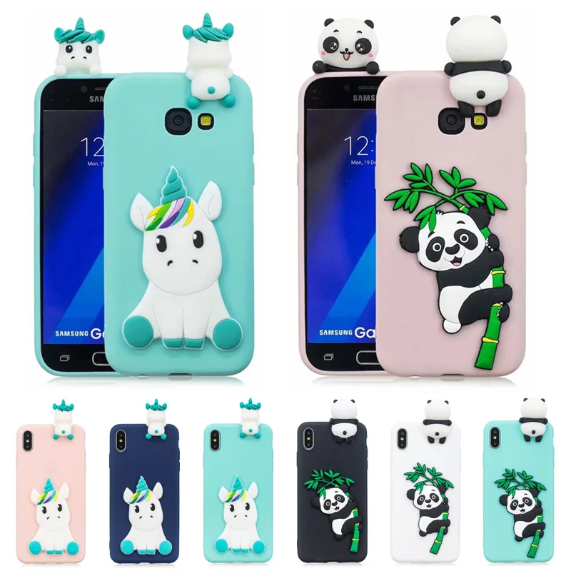 3D силиконовый чехол Kawaii панда Единорог для Samsung Galaxy J7 J5 J3 2016 A7 A3 A5 2017 Funda Etui женщин и