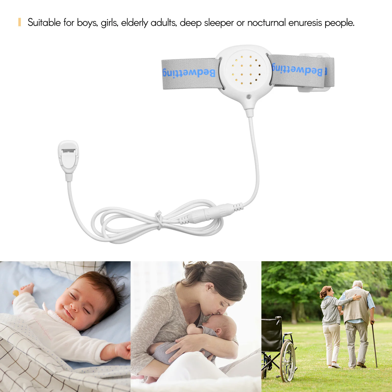 Bedwetting Alarm Pee Alarm Enuresis Sensors for Baby Kids Potty Training Elder Care with Sound Vibration LED Indicator Reminding bedwetting sensor alarm