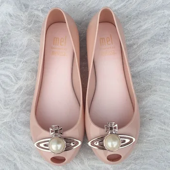 

New Melissa Jelly Shoes 2020 Fashion Princess big child Sandals Girl's Saturn pearl PVC jelly fish mouth sandals MN031