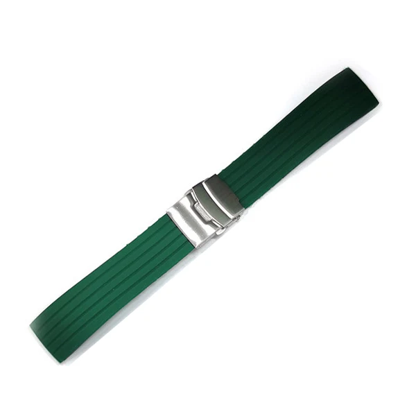 Red Waterproof Silicone Sport Strap with Folding Buckle - Men's Replacement Watch Band Accessories