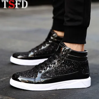 

New Mens Shoes Casual Shoes Male Ventilation Men's Tennis Shoes Hip Hop Sneakers Shoes for Man Sequins Black Shoes Men Tennis S6