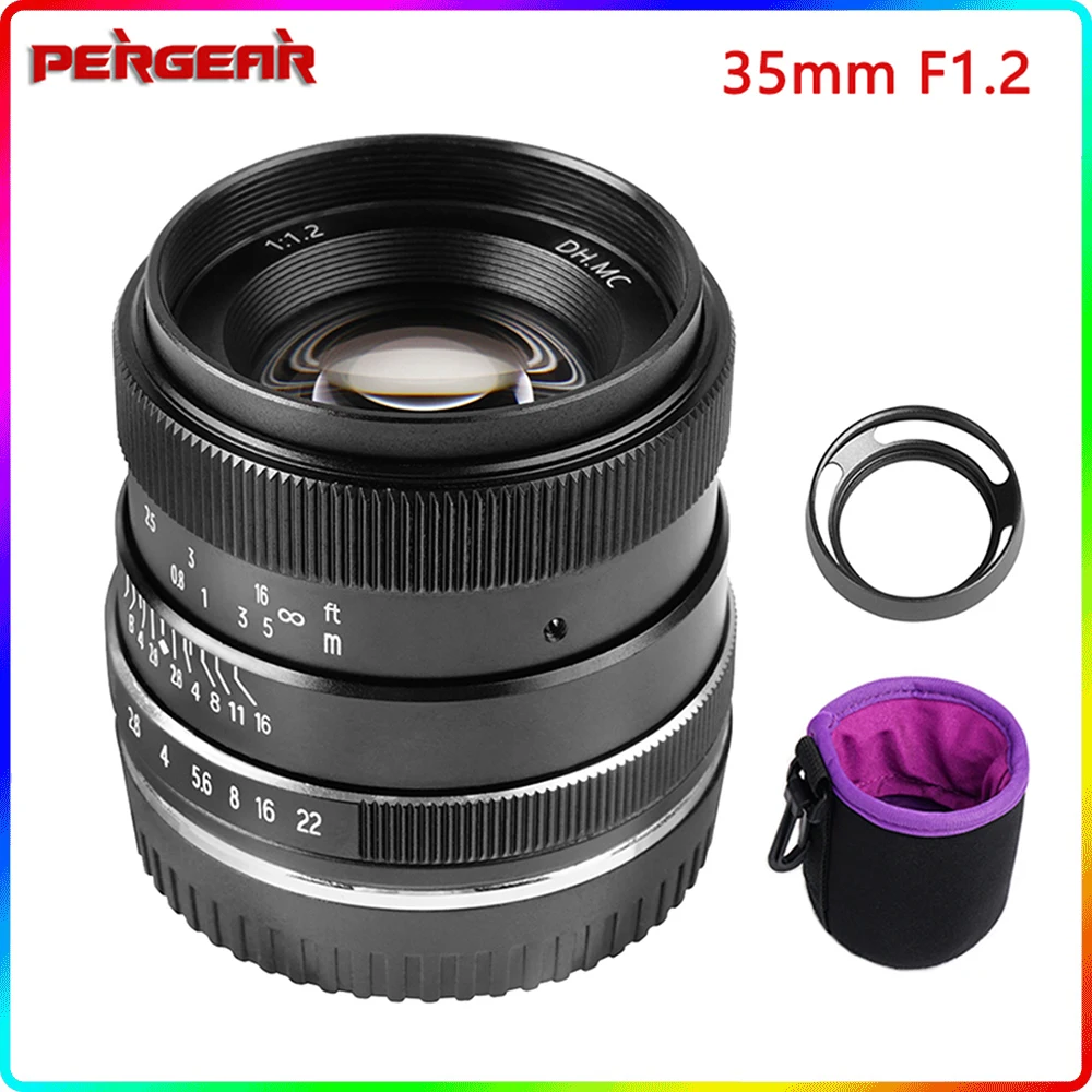 Объектив Pergear 35 мм F1.2 с большой диафрагмой ручной фокус фиксированный объектив