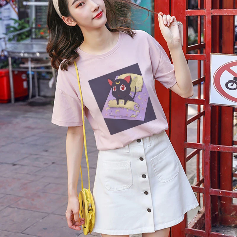 Женская футболка с короткими рукавами Sailor Moon летняя модная Harajuku забавными Ulzzang