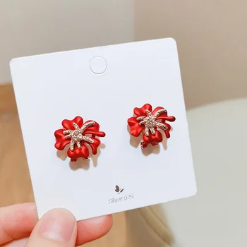 

Korean Fashion Charm Flower Earrings For Women Sweet Red Flowers Stud Earrings Female Elegant Party Jewelry Brincos Bijoux Gifts