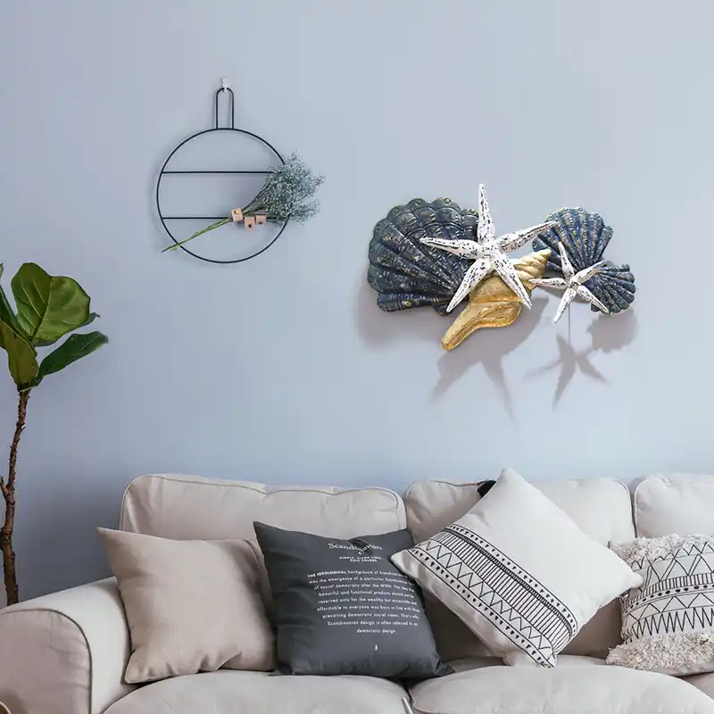 Simple Modern Wrought Iron Shell Sea Star Wall Hanging Ornaments