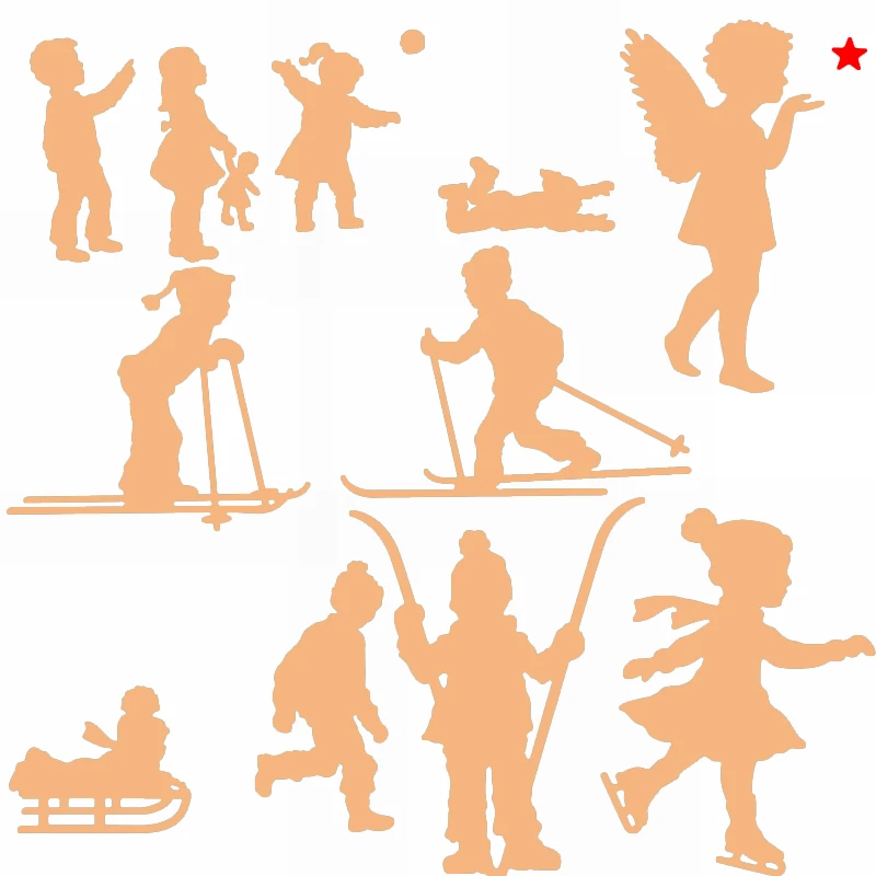 

Winter Christmas Skating Sled Skiing Angel Children Metal Cutting Die Scrapbooking For Card Album Making Embossing New Dies 2019