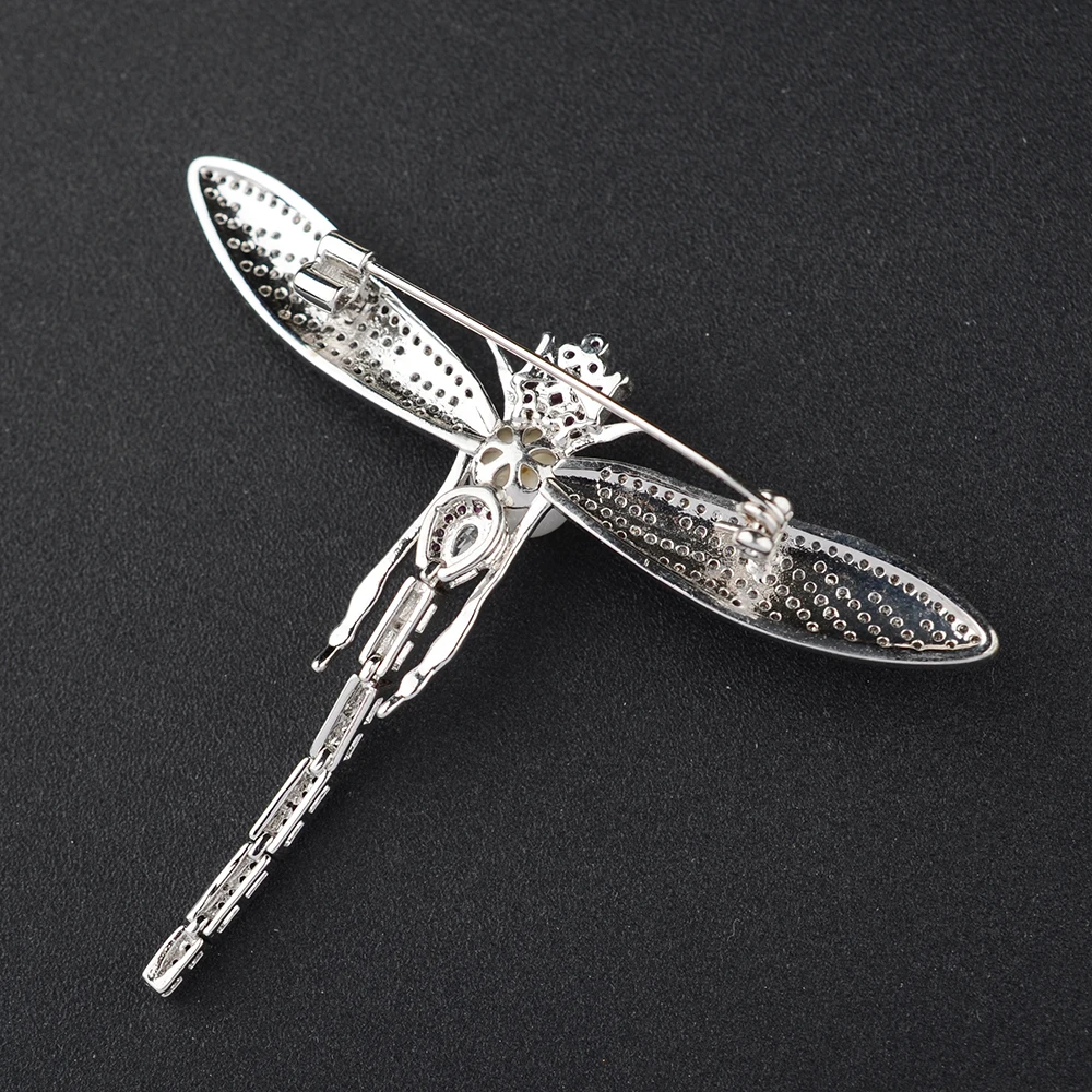 Women's Dragonfly High Quality Golden plated Paved CZ Necklace Pendant Brooch Cubic Zirconia Jewelry Connector DIY Jewellery Mak