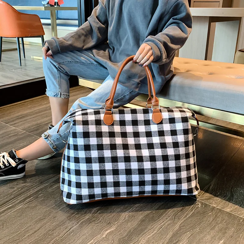 TWENTY FOUR Checkered Bag Travel Duffel Bag Weekend Overnight