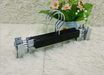 

[Free Shipping] Luxury Black Wooden Hanger with Pearl Nickel Clips for Pants/Skirt (16 pieces/ lot)