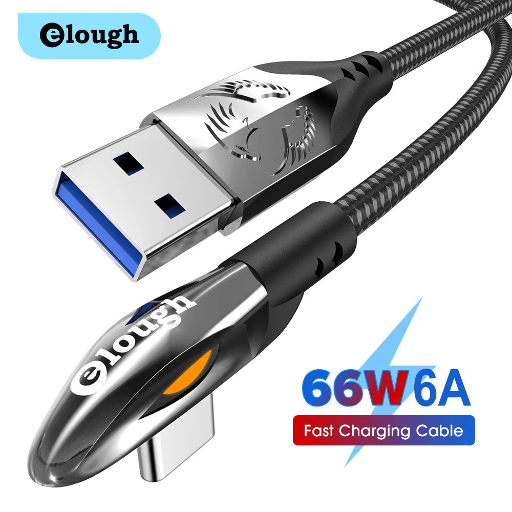 Кабель зарядный Elough USB Type-C 90 градусов 66 Вт 6 А | Мобильные телефоны и аксессуары