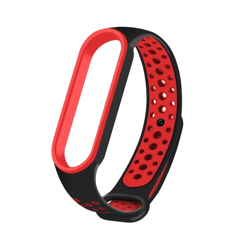 2020 силиконовый ремешок для Xiaomi Mi Band 5 пористый двухцветный браслет с защитой от
