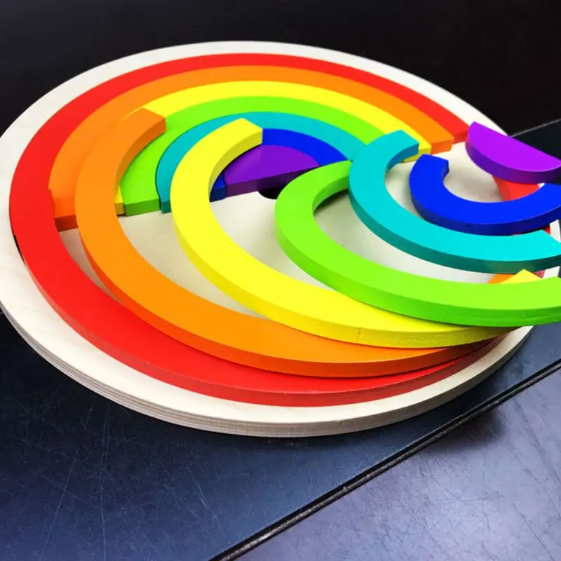 Beste Kleurrijke Houten Blokken Puzzel Speelgoed Kinderen Kids Creative Rainbow Assembleren Bouwsteen Jongens Meisjes Geschenken